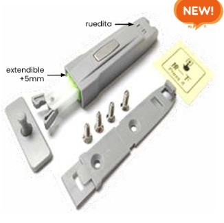 Retén pulsador regulable expuesto de plástico - Gris - 85 a 114 mm
