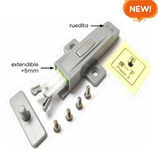 Retén pulsador regulable oculto de plástico - Gris - 85 a 114 mm